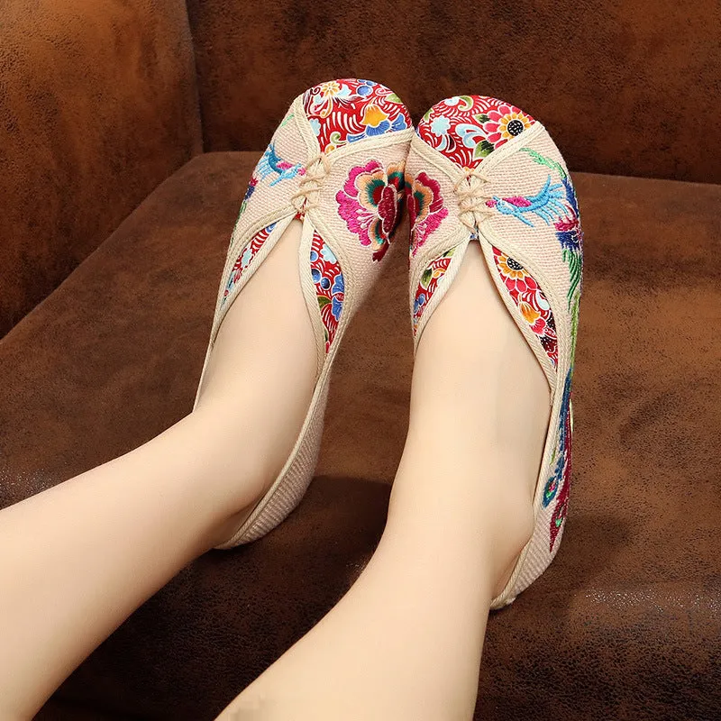 Women's Slip-on Hidden Embroidered Comfortable Style Heels